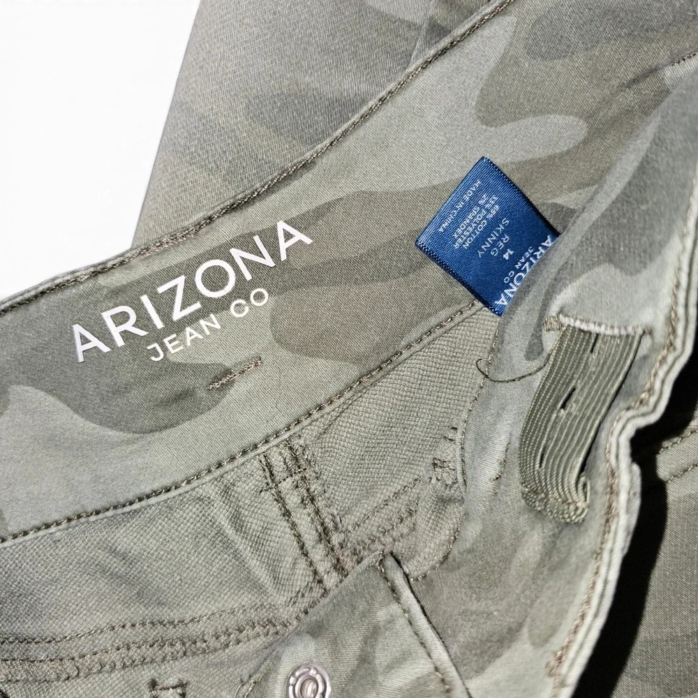 Arizona Camo Skinny Pants Girls Size 14 Green Excellent High Waist Camouflage